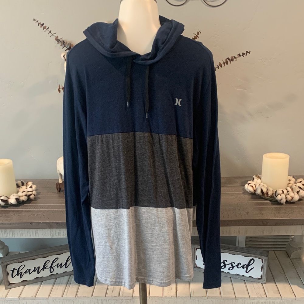Hurley Men's Tri-Tone Hoodie - Navy, Charcoal, Light Gray
